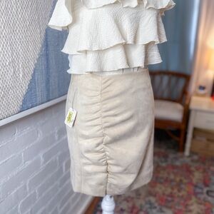 NWT Free People Tan Suede Paneled Mini Skirt